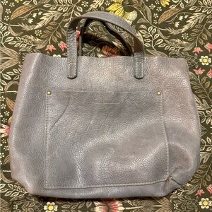 Portland Leather Goods Medium Crossbody Tote in dusty blue